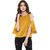 Klick2Style Casual 3/4th Sleeve with Slit  Cold Shoulder Solid Women's Top Mustard