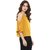Klick2Style Casual 3/4th Sleeve with Slit  Cold Shoulder Solid Women's Top Mustard