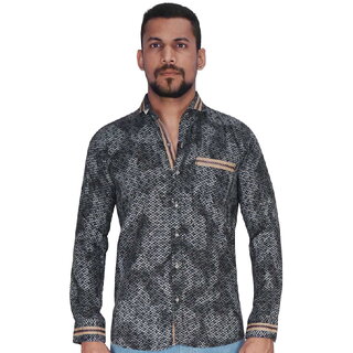 Black with Golden Print Shirt By Corporate Club
