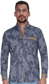 Navy with White Print Shirt By Corporate Club