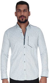 White with Grey  Black Print Shirt By Corporate Club