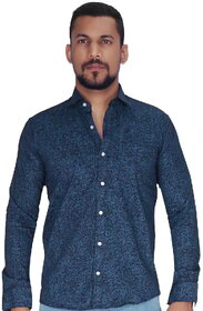 Black with Turquoise Flower Print Shirt By Corporate Club