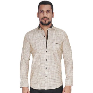 Dyed Yarn Waffle Brown Fabric Shirt By Corporate Club
