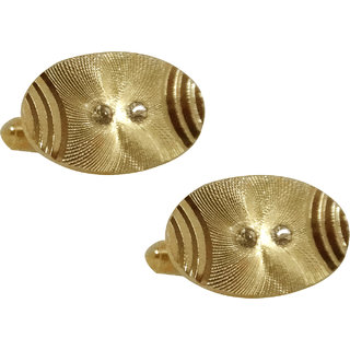 Cufflink Golden oval with stone