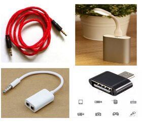 Combo 4 In 1 Cool Accessories 1 X Flat Aux Cable 1 X Aux Splitter 1 X L