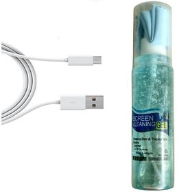 Combo of Data Cable and Cleaning Kit for Smartphones, Laptop, LED etc (Assorted Colors)