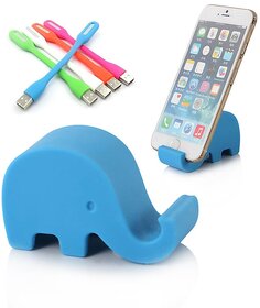 Combo of Elephant Mobile Stand and USB LED Light (Assorted Colors)