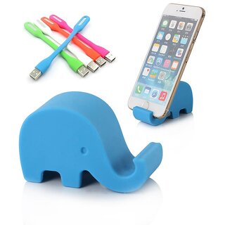 Combo of Elephant Mobile Stand and USB LED Light (Assorted Colors)