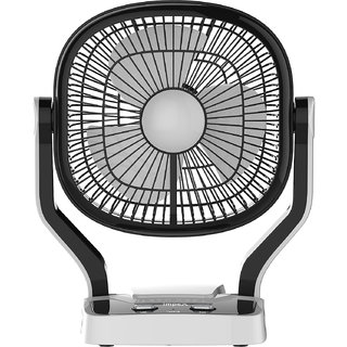 Impex Solar Rechargeable Fan (BREEZE D1) with LED Light Dual Speed Mode 3 Blade Table Fan (Black)