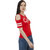 BuyNewTrend Red Cotton Lycra Cold Shoulder Cut Printed Top For Women