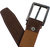 Sunshopping mens brown and brown leatherite needle pin point buckle belt combo with white socks (Pack of three)