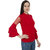 BuyNewTrend Red Bell Sleeve Crepe Top For Women