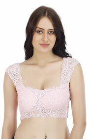 Hothy Women's Bralette Light Pink  Padded Blouse (Removel Pads)