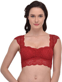 Hothy Women's Maroon Bralette Padded Blouse (Removel Pads)