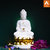 Archies Dhyana Mudra white  golden polyresin decor Buddha showpiece with lotus base  swastika art, 1pc