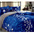 k decor Polycotton 3D Blue Floral Print Queen Size Double Bedsheet with 2 Pillow Covers