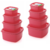 Airtight Plastic Food Storage Containers Set of 8 PCS (1350 ml, 750 ml, 500 ml, 250 ml), Pink