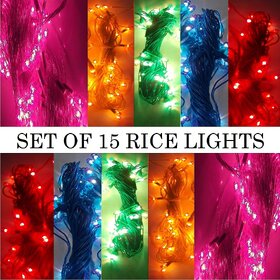 SILVOSWAN Diwali Lights 10 Meter Rice Lights for Diwali / Navratri / Christmas / Home Decor Multicolor (Set of 15)