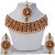 Lucky Jewellery Elegant Golden Maroon Color Gold Plated Pearl And Stone Necklace Set For Girls  Women