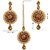 Lucky Jewellery Elegant Golden Maroon Color Gold Plated Pearl And Stone Necklace Set For Girls  Women