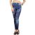 Blue Polyester, Spandex Beautiful Flower And Girl Print Jeans Imitated Leggings