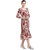 Texco Women Wine And Beige Scoop Neck Printed Dress
