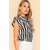 Westrobe Women Tie Neck Flutter Sleeve Black White Striped Top - FB-TOP-123