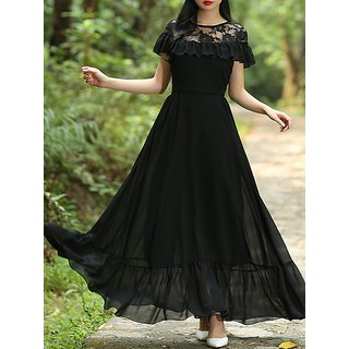 raabta fashion black long dress