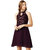 Women's Wine Red Round Neck Sleeveless Solid Sequin Flowy Knee-Long Skater Dress