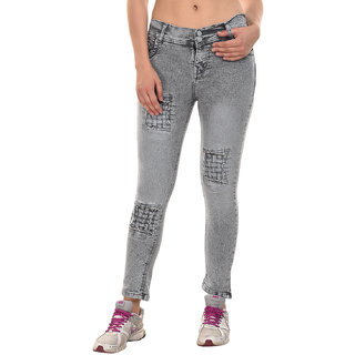 grey colour jeans girl