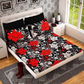 Choco 3D Printed 1 Double Bed Sheet, 2 Pillow Cover