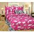 Choco Pink Floral with White Border Cotton Double Bedsheet With 2 Pillow Covers