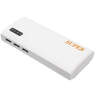Super 3 USB Port with Percentage Indicator 10000 mah  (white)