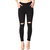 Code Yellow Women's Black Color Ripped Knee Mid Waist Jeans