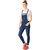 Essence Navy Blue Color Solid Plane Dungarees For girls