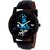 Mantra Analog Quartz Black & Blue Round Dial & Leather Strap Casual Watch For Men