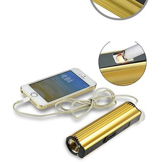 USB charging led multi functional flashlight USB phone charging mobile power supply golden SHELL -PIA INTERNATIONAL