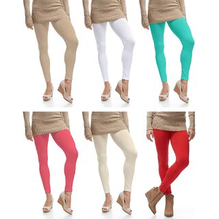                       Omikka Stylish Women's Popular 160 GSM Stretch Bio-Wash Ankle Length Leggings - Regular and 20+ Best Selling Colors Pack of 6 (Free Size)                                              