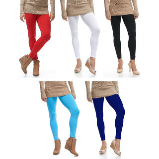                       Omikka Stylish Women's Popular 160 GSM Stretch Bio-Wash Ankle Length Leggings - Regular and 20+ Best Selling Colors Pack of 5 (Free Size)                                              