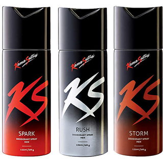 Ks Kamasutra Spark Deo Deodorants Body Spray For Men - 3 Pcs