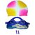 Skycandle Multicolour Swimming Glasses With Swimming Cap and Ear Plug