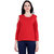 Camilla Max, 3/4 Sleeve, U Neck, Red Color, Casual Top for Girl's and Women's