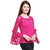 Texco Women Fuchsia pink Cotton jersey Regular Lace Top