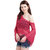 Texco Women Red Cotton Regular One shoulder Top