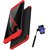 TBZ Ultra-thin 3-In-1 Slim Fit Complete 3D 360 Degree Protection Hybrid Hard Bumper Back Case Cover for Huawei Honor 9 Lite with Selfie Stick Monopod -Red