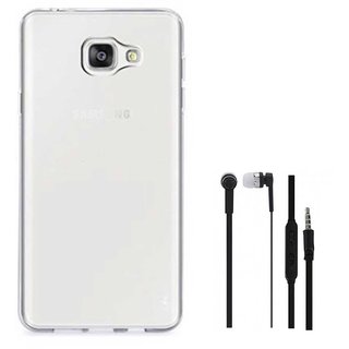 TBZ Transparent Silicon Soft TPU Slim Back Case Cover for Samsung Galaxy On7 Prime with Earphone