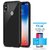 TBZ Soft Silicone Bumper Hard Transparent Back Cover for Vivo V9 with Tempered Screen Guard - Black