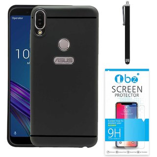 TBZ Soft TPU Slim Back Case Cover for Asus Zenfone Max (M1) ZB555KL with Stylus Pen and Tempered Screen Guard -Black