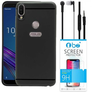 TBZ Soft TPU Slim Back Case Cover for Asus Zenfone Max (M1) ZB555KL with Earphone and Tempered Screen Guard -Black