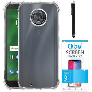 TBZ Transparent Bumper Corner TPU Case Cover for Motorola Moto G6 Play with Stylus Pen and Tempered Screen Guard